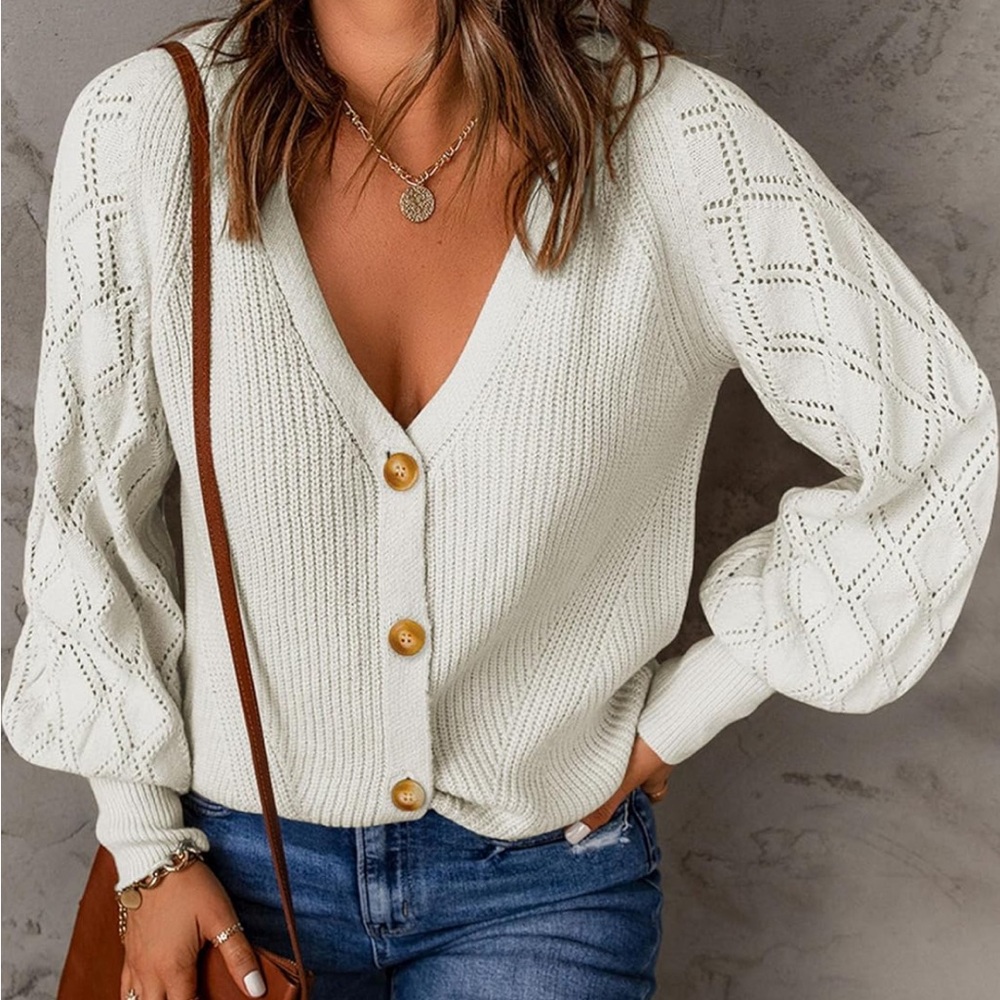 COPY - Womens Cardigan Long Sleeve Cardigan Button Open Front Ribbed Knit Sweat…